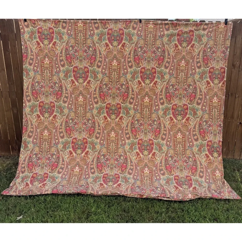 POTTERY BARN ROSALIE PAISLEY Full Queen Duvet Cover Red Gold Green Boho 84